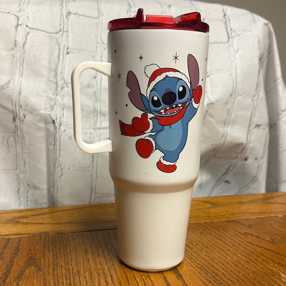 Disney Holiday Stitch Festive Travel Mug with Red Accents - No Straw
